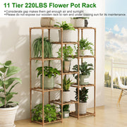 Multi-tier Wooden Plant Stand 11 Potted Flower Display Shelf Rack Vase Holder for Patio Balcony Garden