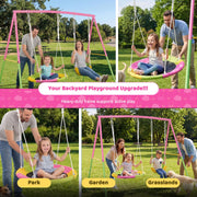 Outdoor Swing Set with Saucer & Belt Swings - 330lbs Capacity