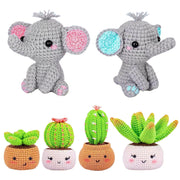 Succulents Crochet Kit Crochet Kit For Beginners DIY Knitting Supplies for Kids Adults 4 Patterns