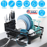 Dish Drying Rack Drain Board Utensil Holder Organizer Drainer Tableware Organizer Kitchen Countertop Storage Shelf