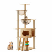 Cat Tree Tower 59" with Dual Acrylic Capsules & Scratching Posts