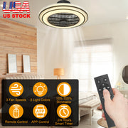20.5in Ceiling Fan with Light RoundÊPendant Fan Lamp 30W LED Ceiling Fan with 3-Fan Speed Remote Control Timer APP Control