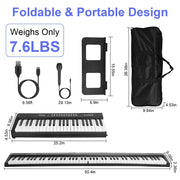 88-Key Folding Digital Piano, Semi-Weighted with LCD, Carry Bag & Stand