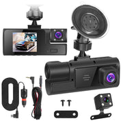 WiFi FHD 1080P Car Dash Cam 3 Channels Front Rear Inside Dash Camera with Loop Recording Reversing Visual Night Vision WDR 170° Wide Angle Support 128