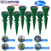 8Pcs Solar Powered Mole Repellent Waterproof Solar Animal Repellers for Moles Gophers Groundhogs Snakes Voles Outdoor Vibration Stake For Farm Garden