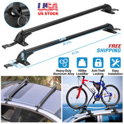 2PCS Universal 110cm/43-inch Car Roof Rack Cross Bar w/ Anti-Theft Lock Adjustable Window Frame for bike kayak cargo luggage
