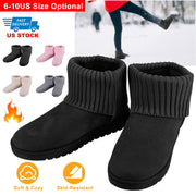 Women's Women's Snow Boots Suede Mid-Calf Boot Shoe Short Plush Warm Lining Shoes with  Anti-Slip Rubber Base Knitting Design