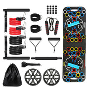 Multifunctional Push Up Board Home Strength Training Equipment With 15 Fitness Accessories Pilates Bar Resistance Band Roller Wheel Full Body Workout
