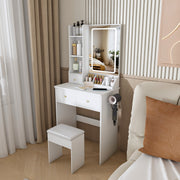 Vanity Desk Set with Lighted Mirror, 4 Drawers & Stool