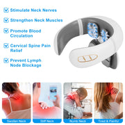 8-Head Cordless EMS Neck Massager – Heat, 6 Modes, 15 Intensities, Remote