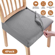 4Pack Waterproof Dining Chair Slipcovers Stretch Chair Seat Slipcovers Removable Washable Jacquard Seat Covers for Dining Room
