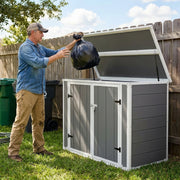 Resin Outdoor Storage Shed with Hydraulic Lid & Ramp 4.6x2.4 FT