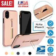 Finger Strap Phone Case for iPhone X Drop-protection Finger Ring Rugged Phone Case with Kickstand Dual Layer Case