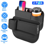 2 Pack Car Seat Gap Filler Organizer Car Leather Cup Holder Gap Bag Universal Car Seat Storage Black for Placing Keys Cards Phones Drinks Lipstick