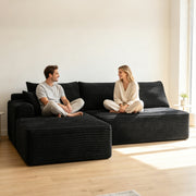96" L-Shaped Sectional Sofa with Chaise in Plush Corduroy
