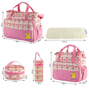 5PCS Baby Nappy Diaper Bags Set Mummy Diaper Shoulder Bags w/ Nappy Changing Pad Insulated Pockets Travel Tote Bags For Mom Dad