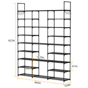 9 Tiers Shoe Rack Metal Shoe Storage Shelf Free Standing Large Shoe Stand 50-55 Pairs Shoe Tower Unit Tall Shoe Organizer with 2 HooksÊfor Entryway Cl