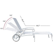 Aluminum Lounge Chair with Wheels & 3-Position Reclining Backrest