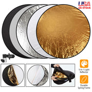 22.8In 5 In 1 Photography Light Reflector Collapsible Multi Disc Round Light Diffuser w/ Storage Bag Translucent Silver Gold White Black 5 Colors Refl