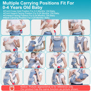 Multifunctional Baby Carrier With Hip Seat Head Hood Front Back Side Carrying All Position Ergonomic Adjustable Infant Carrier For 0-4 Years Old Newbo