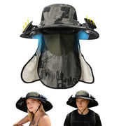 Solar Fan Hat with UPF50+ Sun Protection and Neck Flap