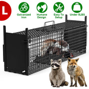 40in 2 Door Live Animal Cage Trap For Animals Under 18LBS Easy To Setup Humane Galvanized Iron Trap Cage For Raccoons Armadillos Foxes Opossums Muskra