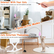 Interactive Cat Feather Wand Toy with Suction Cup Base