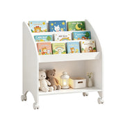 Kids Bookshelf with Wheels - 3-Tier Front Display Organizer
