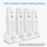 4 Remotes Charging Dock Game Controller Charger 2800mAh Rechargeable Battery Charging Stations w/ LED Indicator for Wii Nintendo