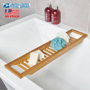 Bamboo Bathtub Tray Bath Table Bathroom Storage Rack Soap Cellphone Wine Glass Shelf Organizer