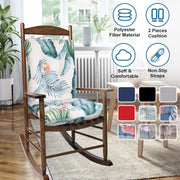 2Pcs Rocking Chair Cushion Upper And Lower Back And Seat Sets with Non-Slip Ties Polyester Fiber Filling Comfortable for Indoor Home Office Car