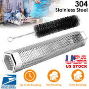 Pellet Smoker Tube 12" Stainless Steel BBQ Grill Smoker Tube Pipe For Wood Chips Cold Hot Smoking