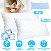 2 Pack Shredded Memory Foam Pillows Adjustable Cool Pillows with Extra Filling Machine Washable Cover for Side Back Stomach Sleepers