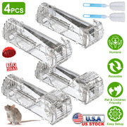 4Pcs Humane Live Mouse Trap Reusable Rat Rodent Trap Catch Release Cage Safe for Family Children Pets Easy Setup