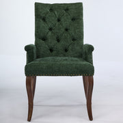 Tufted Dining Chair with Nailhead Trim & Curved Wood Legs
