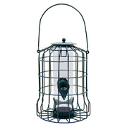 Outdoor Wild Bird Feeder Squirrel-Proof Chew-Proof Metal Hanging Seed Feeder with 4 Feeding Ports for Small Songbirds