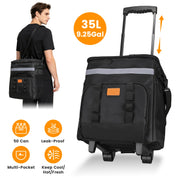 Rolling Cooler Bag with Wheels 35L Insulated Collapsible