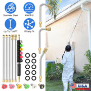 7.54FT Pressure Washer Extension Wand With 1/4" Quick Connect 4000 PSI Pressure 3 Curved Wands 6 Spray Nozzles For Deck Roof Yard Window Wall Fence Cl