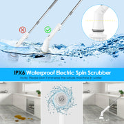 Electric Spin Scrubber Cordless Rechargeable Telescopic Cleaning Brush 6 Replaceable Heads 2 Speed Adjustable Extension Arm Bathroom Tub Tile Floor