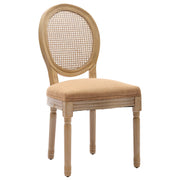 French Oval Rattan Back Dining Chairs Set of 2 - Solid Wood