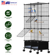46-Inch Bird Cage with Wooden Perches and Lockable Wheels