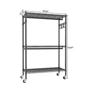 Rolling Clothes Rack with 3 Shelves, 2 Rods & Wheels