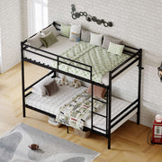 Twin Over Twin Metal Bunk Bed with Ladder and Guardrails