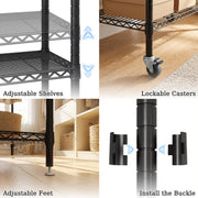 Rolling Clothes Rack with Shelves and Lockable Wheels