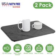 2 Pack 11.81x15.75in Stone Dish Drying Mat Silicone Diatomaceous Earth Shower Mat Marble Dish Drying Pad Fast Drying In 30S 1832℉Heat Resistant Non-sl