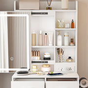 Vanity Desk Set with LED Lighted Mirror & Padded Stool