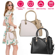 Women Handbags Chic Tote Bags for Ladies Medium-sized Leather Satchel Crossbody Bag with Stylish Stitching Detachable Strap