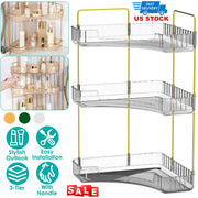 Bathroom Countertop Organizer 3 Tier Corner Makeup Storage Shelf Vanity Cosmetic Perfume Tray Clear Corner Rack for Bedroom Bathroom Kitchen