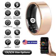 Smart Ring Health Tracker Fitness/Sleep/Stress/HRV Tracker with Charging Case Magnetic Charging Cable for Women's & Men Compatible with iOS & Android 7-