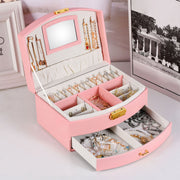 2-Layer Jewelry Box for Women's Girls Lockable Leather Jewelry Organizer Jewelry Travel Case for Rings Earrings Necklaces Bracelets